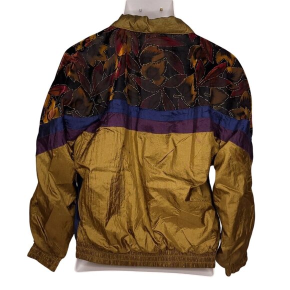 Vintage 80s Active Stuff Womens Bomber Style Jacket S Floral Pattern Oversized - Picture 4 of 6